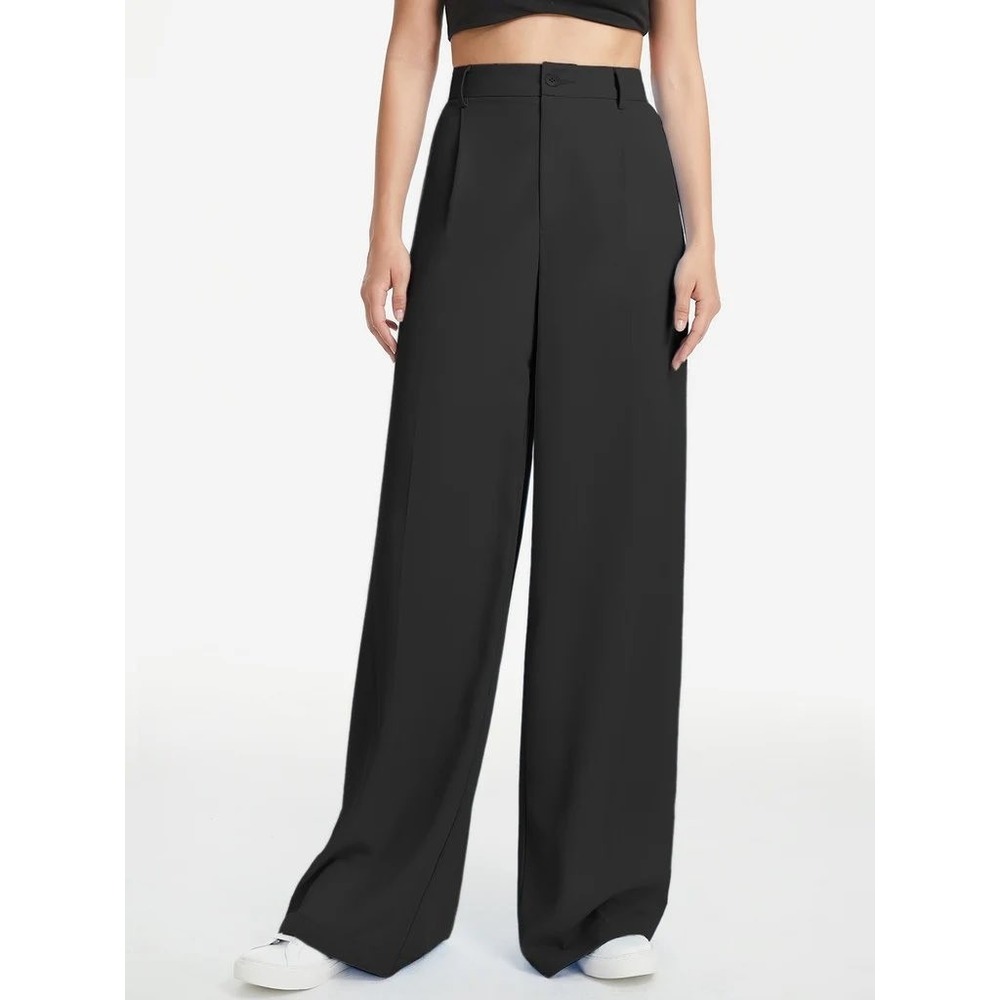 Commense Black High-Waist Wide-Leg Trousers